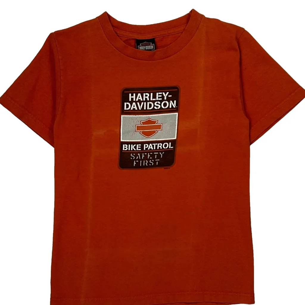 Age 14-16 Harley Davidson Bike Patrol T-Shirt - Large Orange Cotton - Image 5
