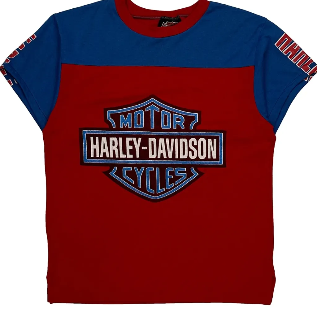 Age 14-16 Harley Davidson Graphic T-Shirt - Large Red Cotton - Image 4
