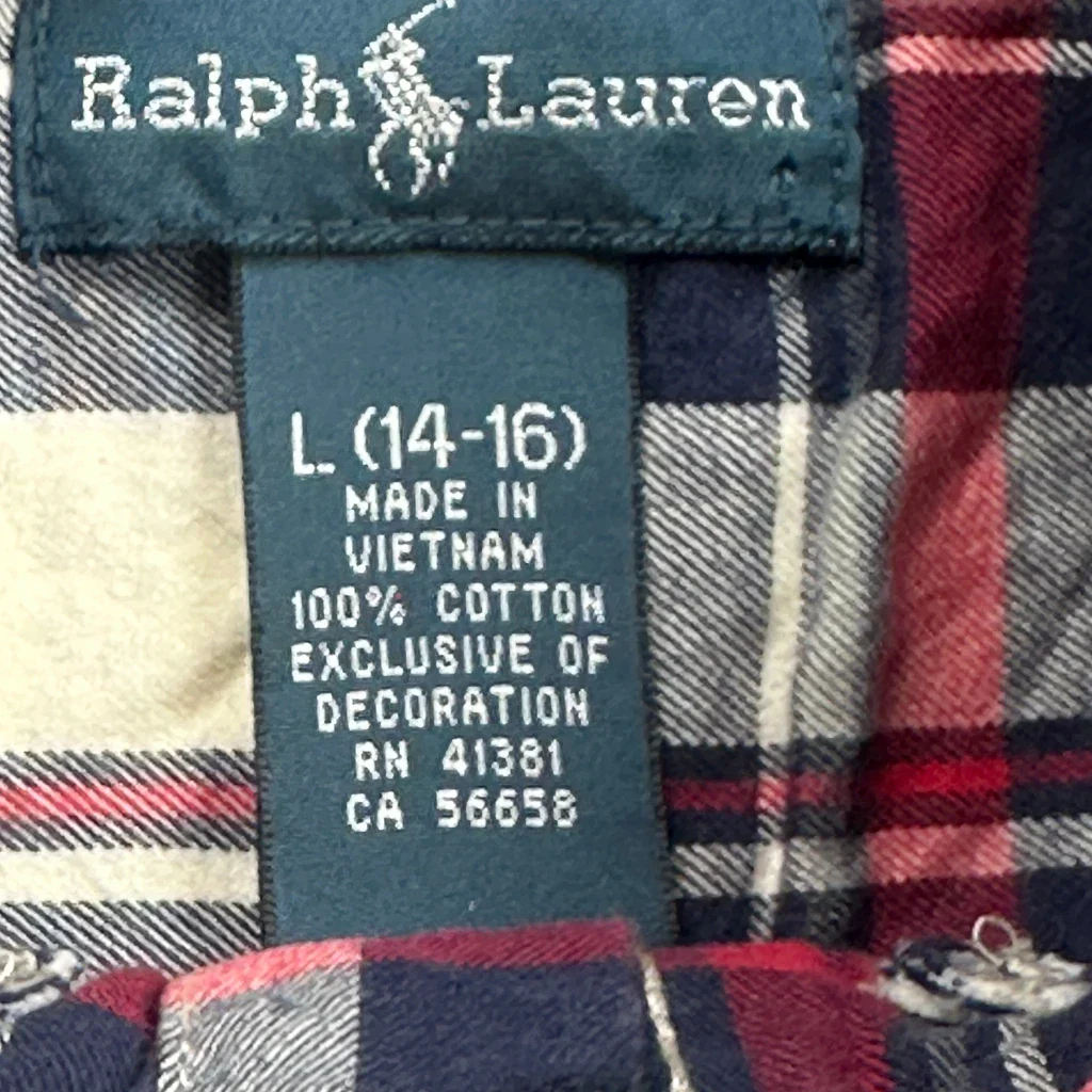 Age 14-16 Ralph Lauren Checked Flannel Shirt - Large Multicoloured Cotton - Image 3
