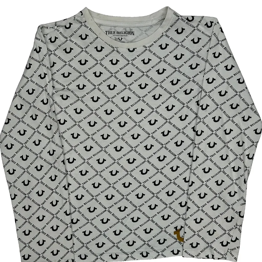 Age 14-16 True Religion Long Sleeve T-Shirt - Large White Cotton - Image 4