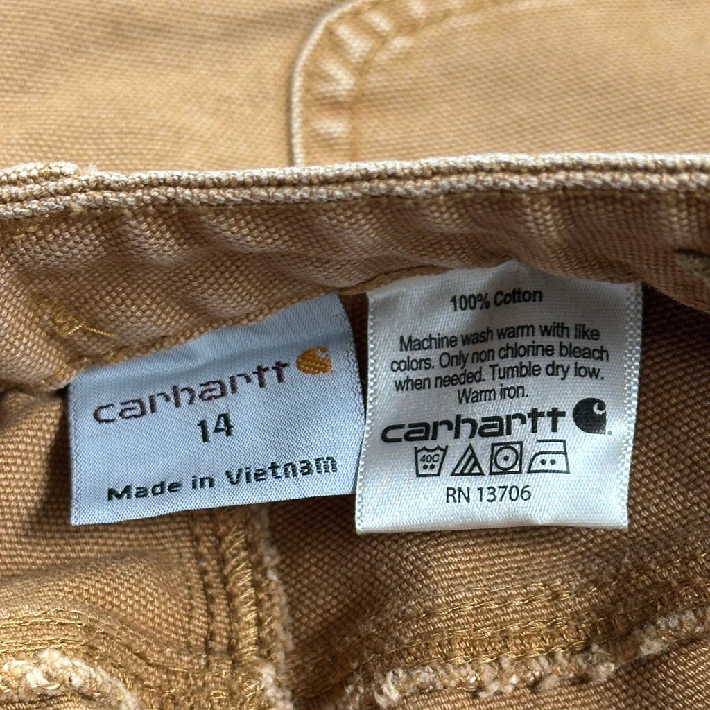 Age 14 Carhartt Double Knee Carpenter Trousers - Large Brown Cotton - Image 3