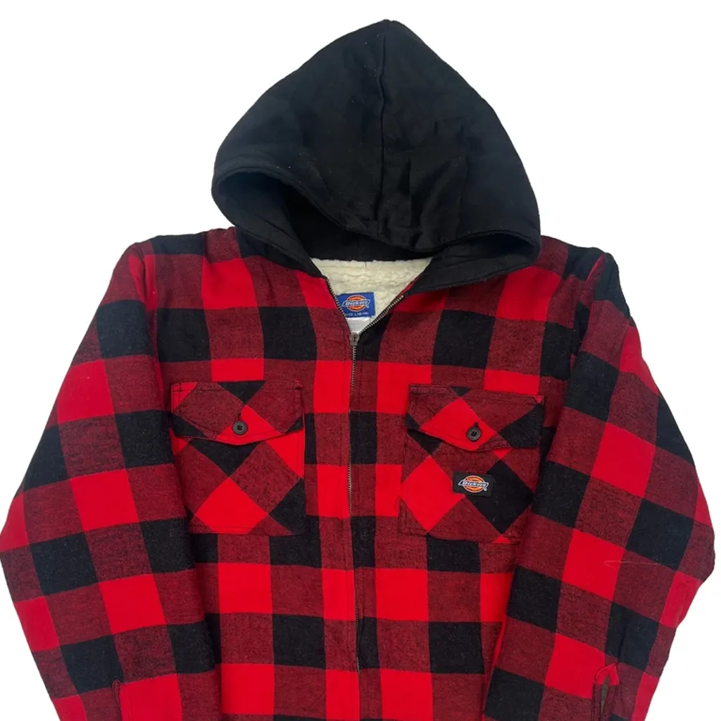 Age 14 Dickies Checked Jacket - Large Red Cotton - Image 5