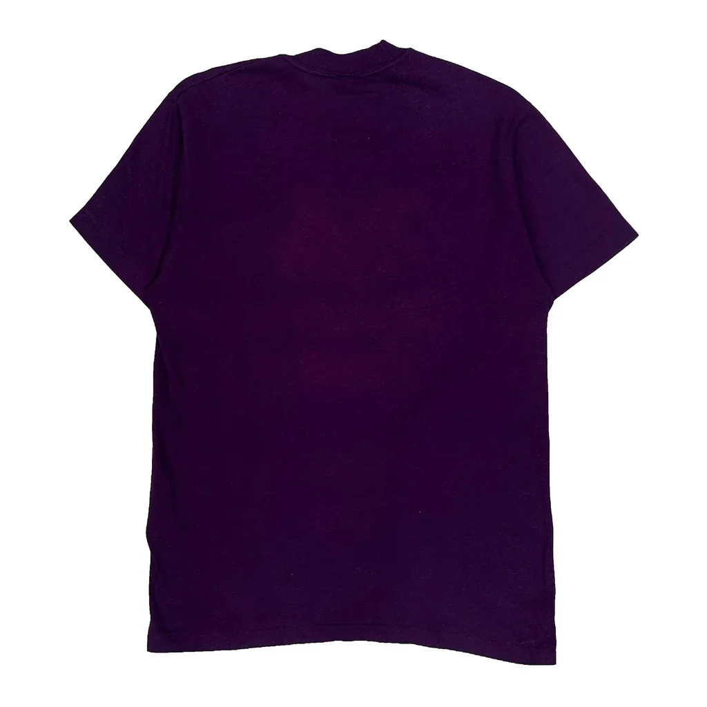 Age 15 Charlotte Hornets Logo Athletics Single Stitch T-Shirt - XL Purple Cotton - Image 2
