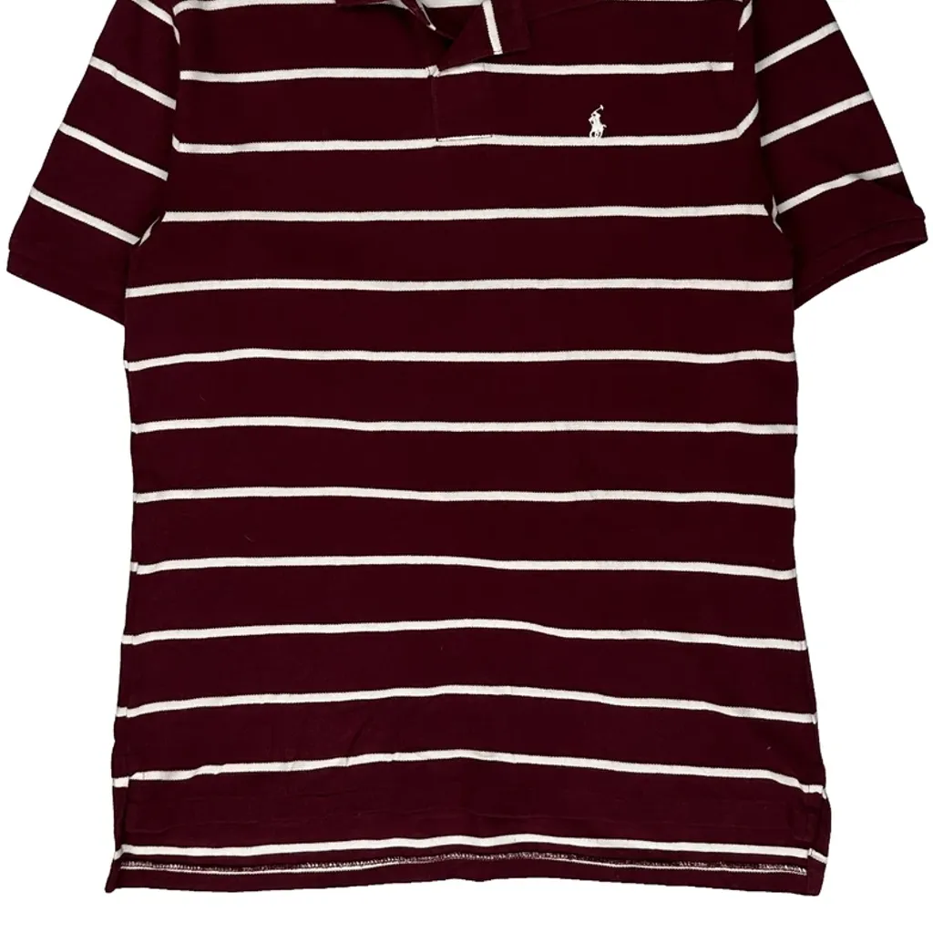 Age 15 Polo By Ralph Lauren Striped Polo Shirt - XL Burgundy Cotton - Image 5