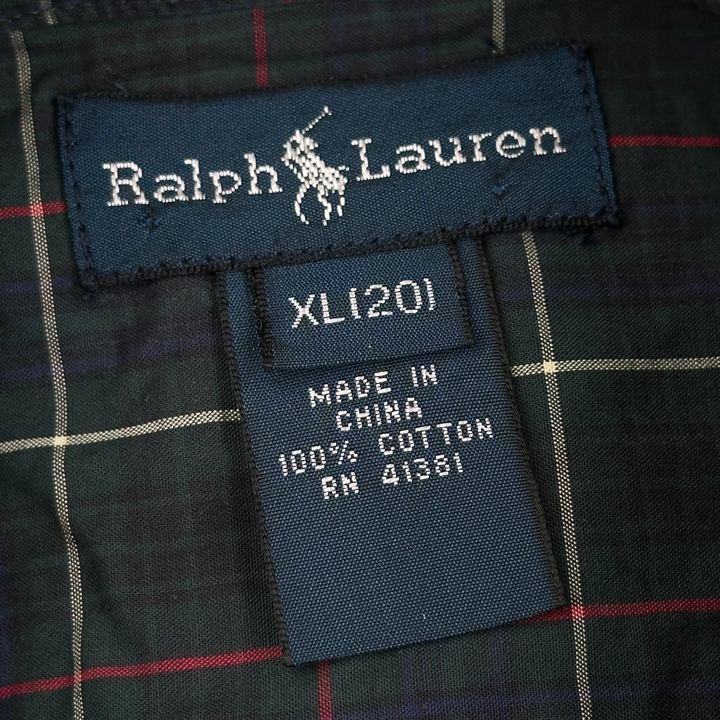 Age 15 Ralph Lauren Checked Shirt - XL Green Cotton - Image 3