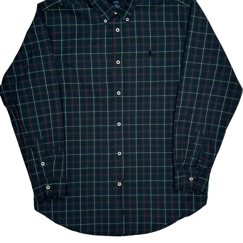 Age 15 Ralph Lauren Checked Shirt - XL Green Cotton - Image 5