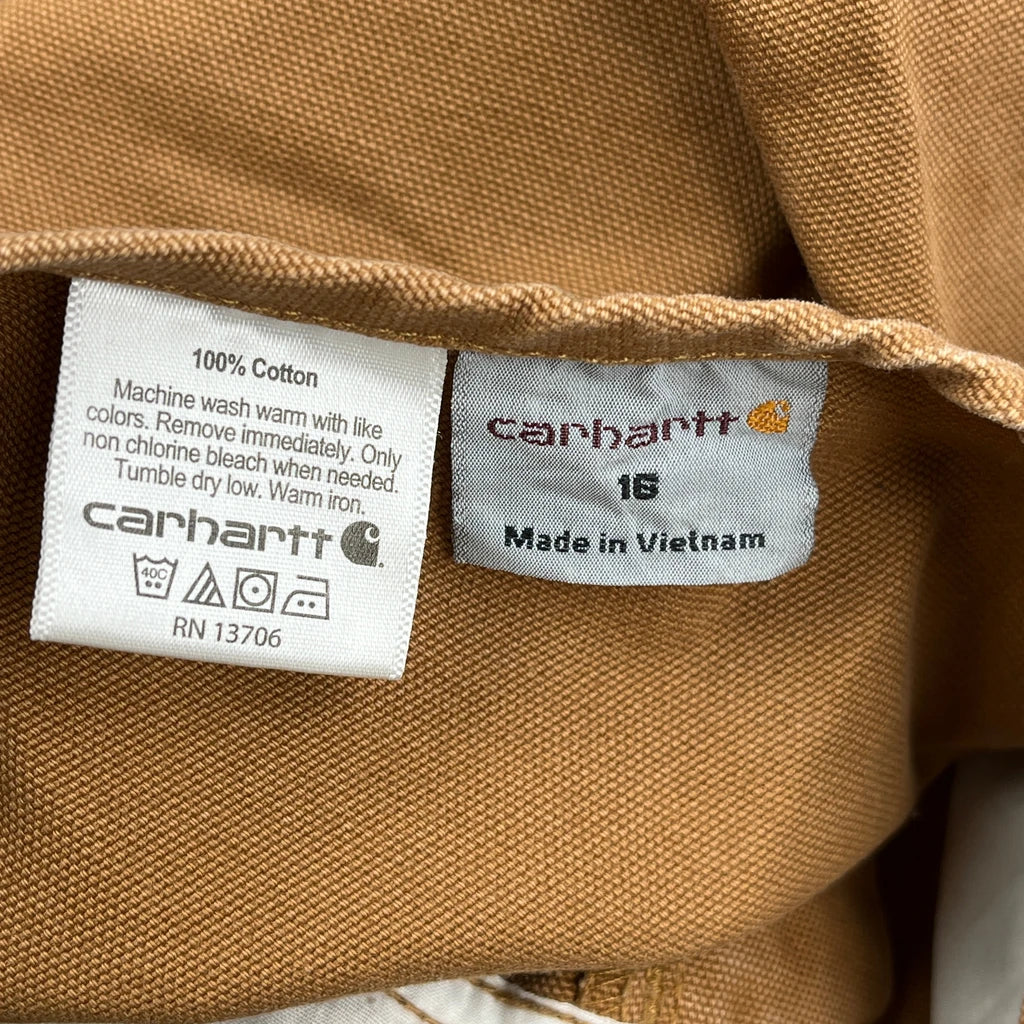 Age 16 Carhartt Double Knee Dungarees - XL Brown Cotton - Image 4
