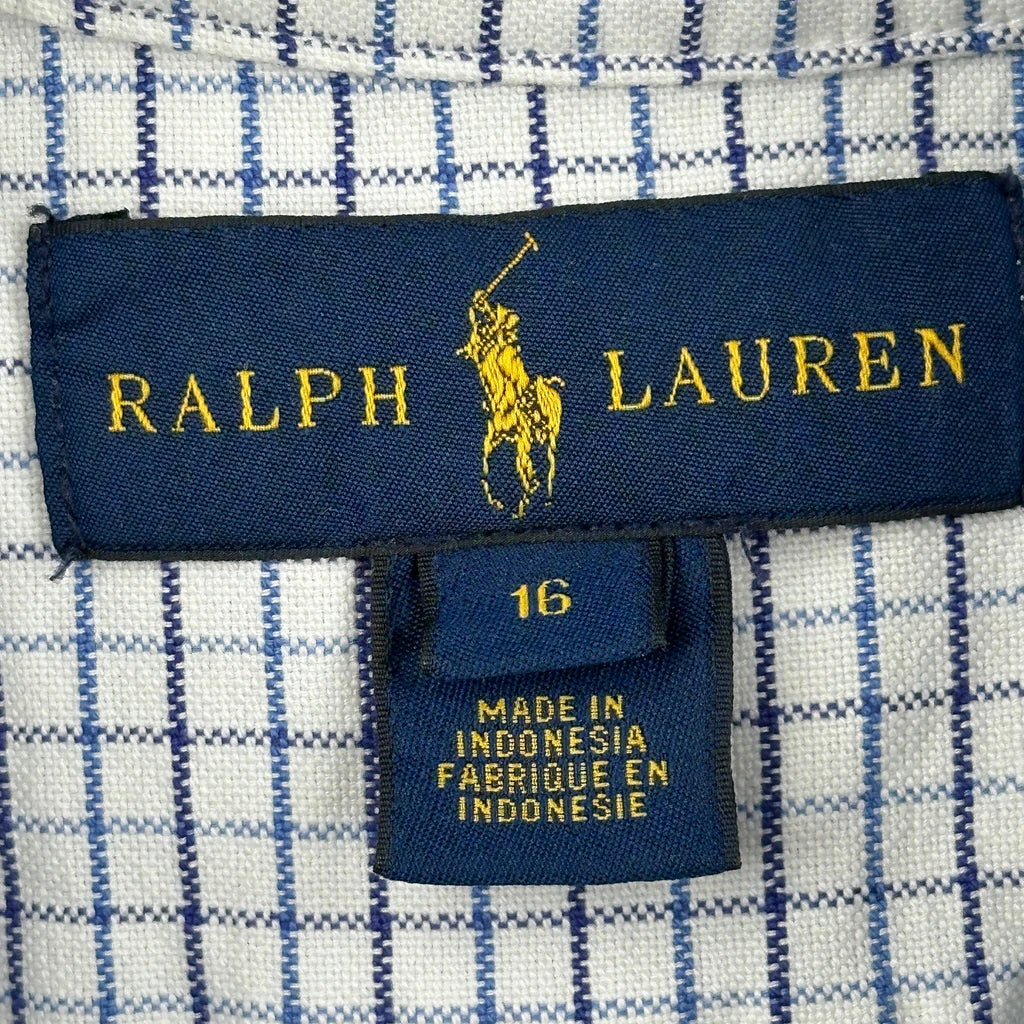 Age 16 Ralph Lauren Checked Shirt - XL Blue Cotton - Image 3