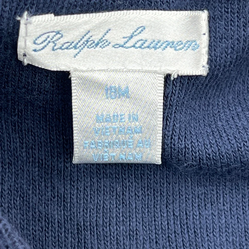 Age 16M Ralph Lauren Long Sleeve T-Shirt - 3XS Navy Cotton - Image 3