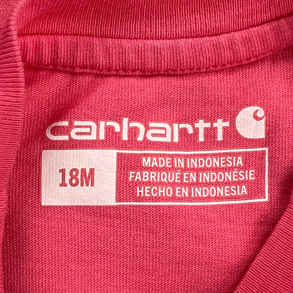 Age 18 Months Carhartt Bodysuit - 3XS Red Cotton - Image 3