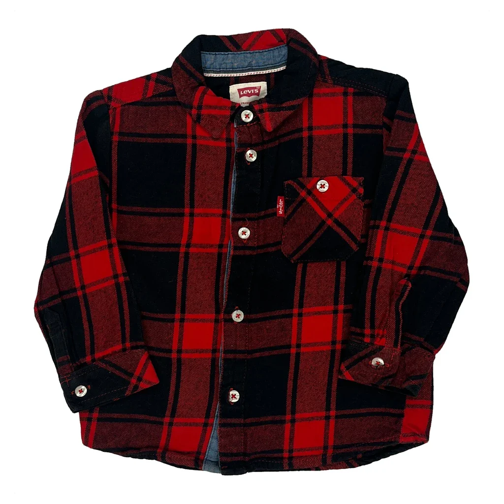 Age 18 Months Levis Checked Flannel Shirt - 3XS Red Cotton