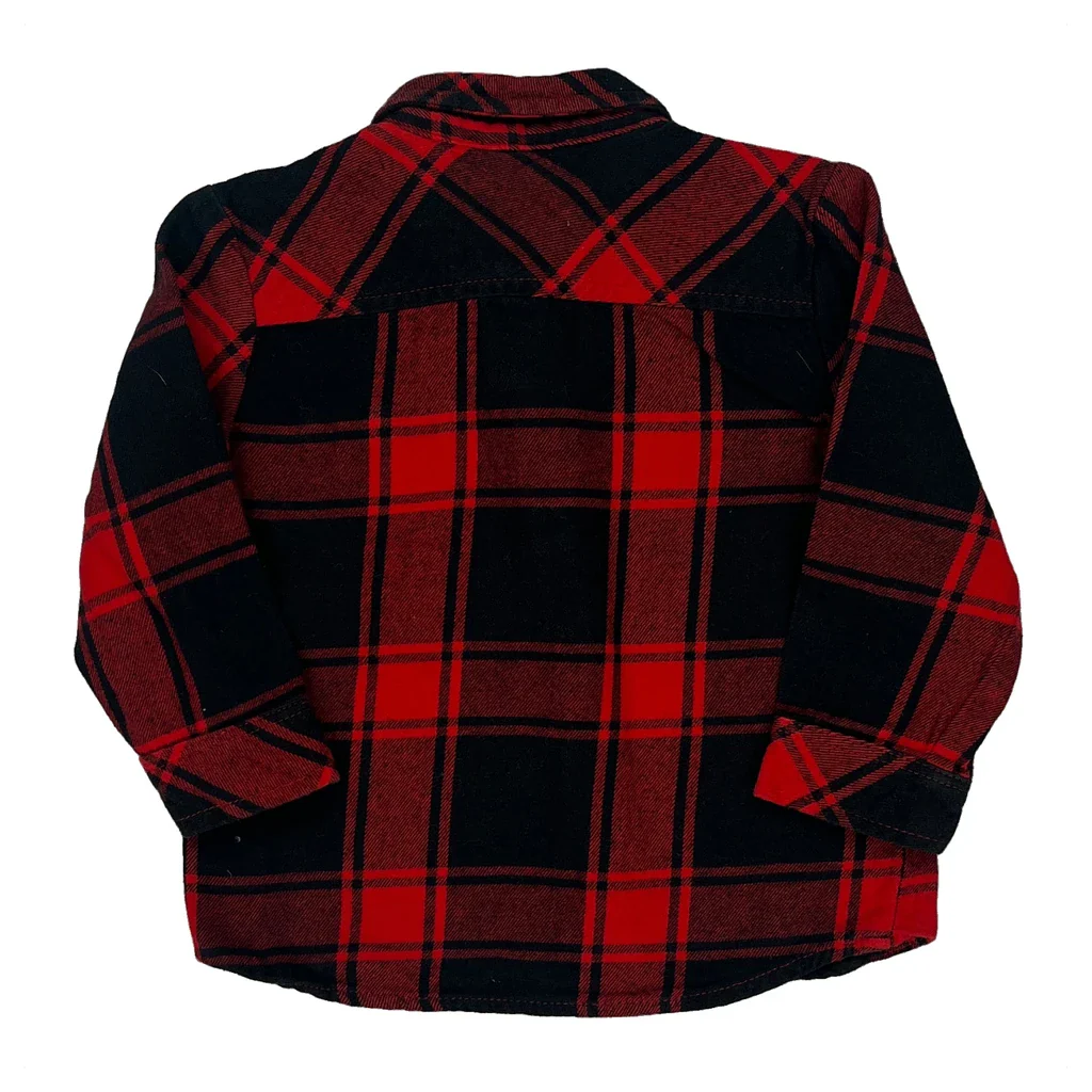 Age 18 Months Levis Checked Flannel Shirt - 3XS Red Cotton - Image 2