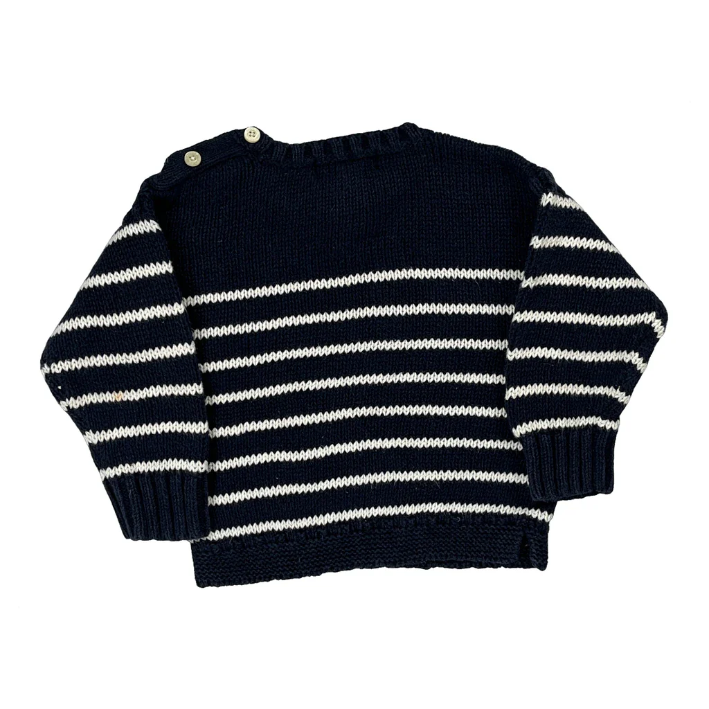 Age 18 Months Polo By Ralph Lauren Striped Sweater - 3XS Navy Cotton - Image 2