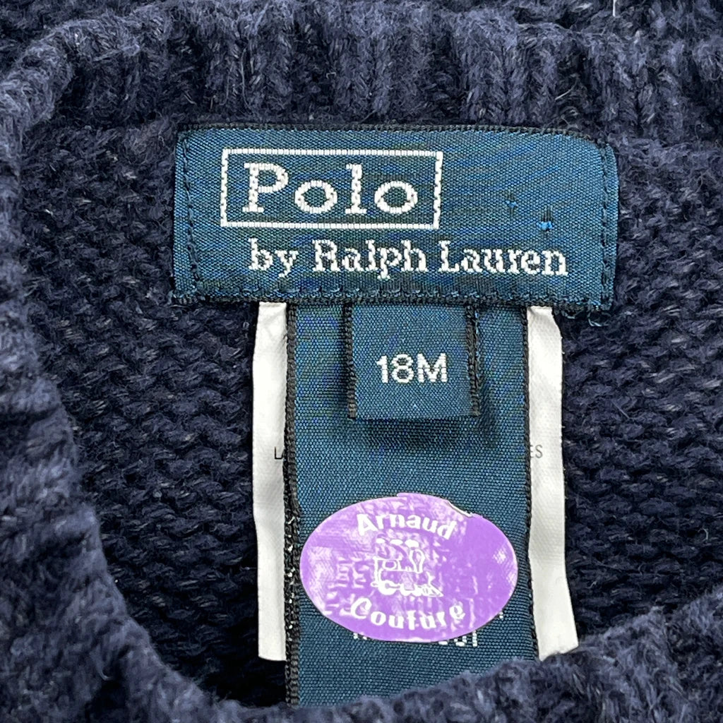 Age 18 Months Polo By Ralph Lauren Striped Sweater - 3XS Navy Cotton - Image 3