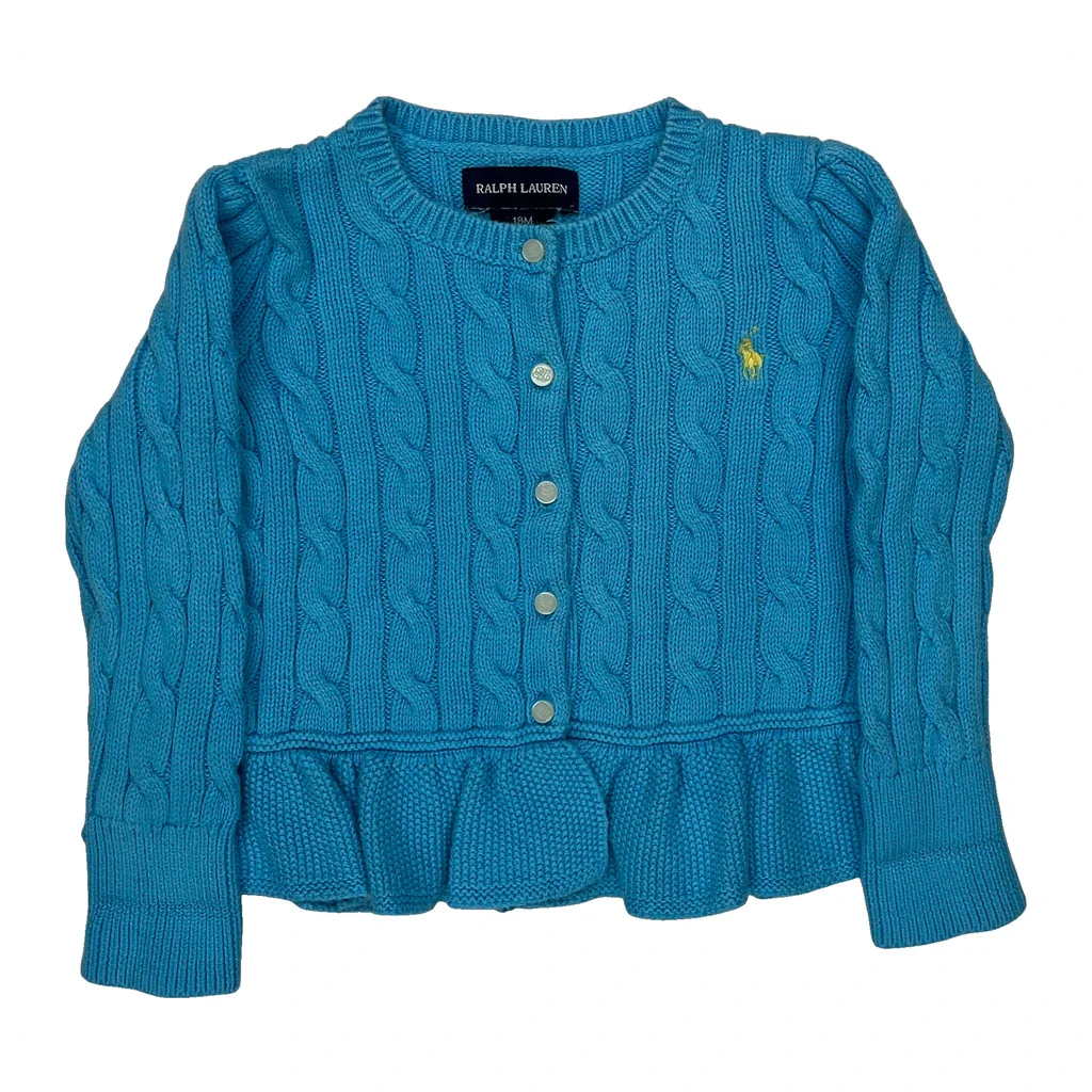 Age 18 Months Ralph Lauren Cardigan - 2XS Blue Cotton
