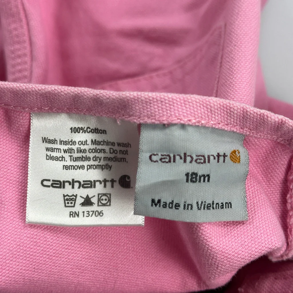 Age 18M Carhartt Overalls - 3XS Pink Cotton - Image 3