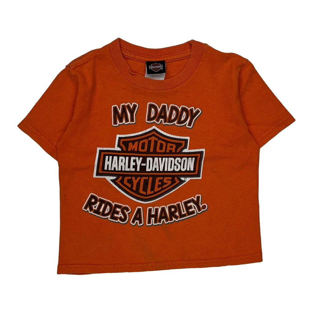 Age 2 Harley Davidson T-Shirt - XS Orange Cotton