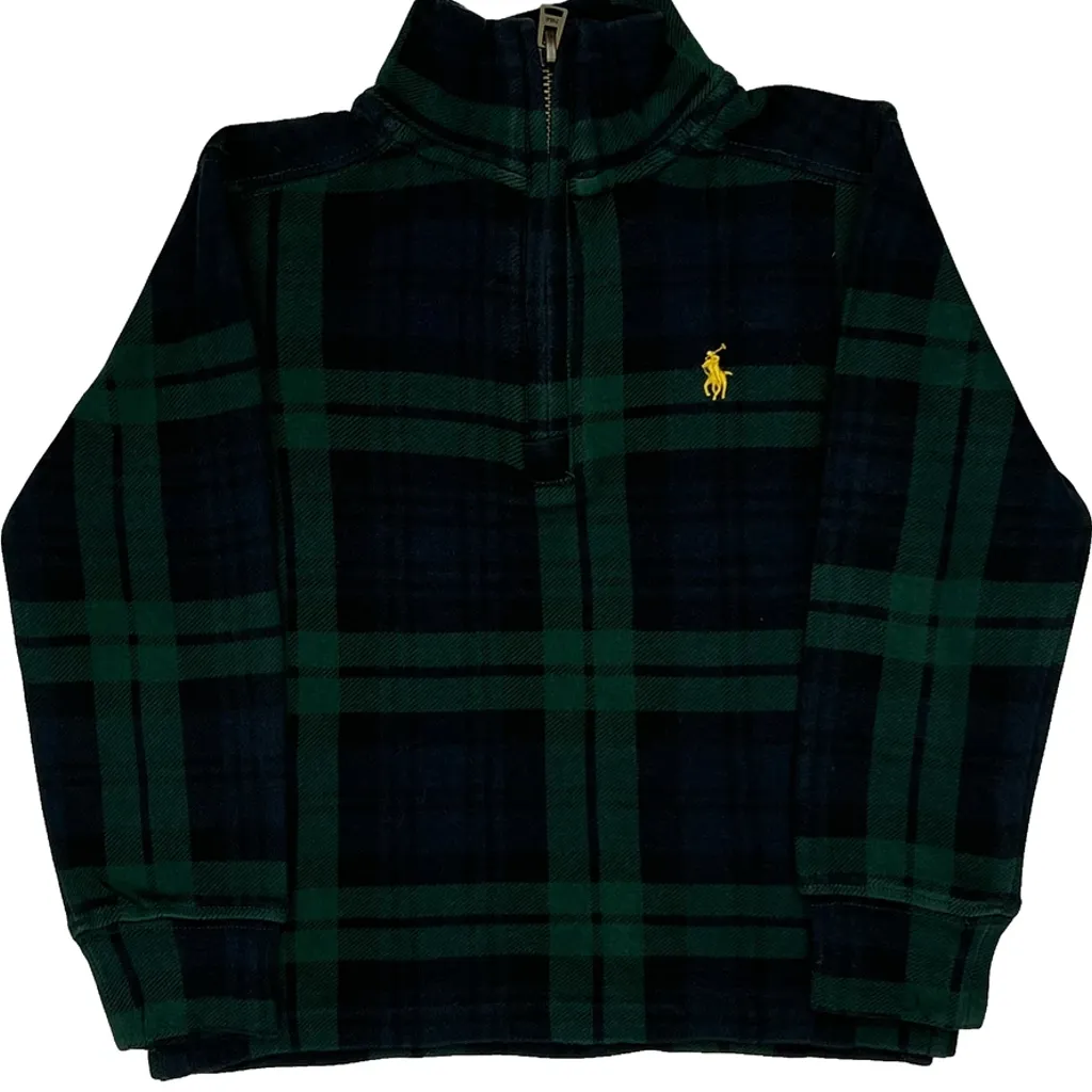 Age 2 Polo By Ralph Lauren Checked 1/4 Zip - 2XS Green Cotton - Image 5