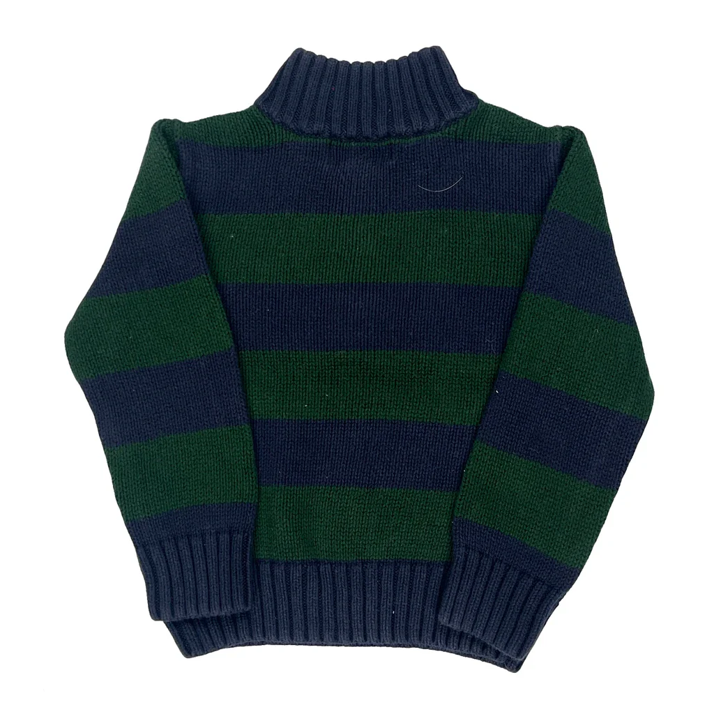 Age 2 Polo By Ralph Lauren Striped 1/4 Zip - 3XS Green Cotton - Image 2