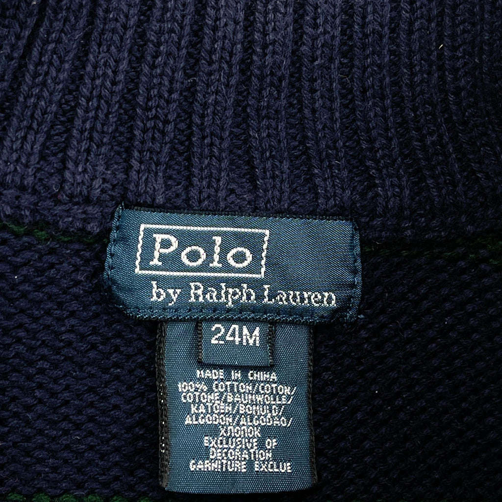Age 2 Polo By Ralph Lauren Striped 1/4 Zip - 3XS Green Cotton - Image 3