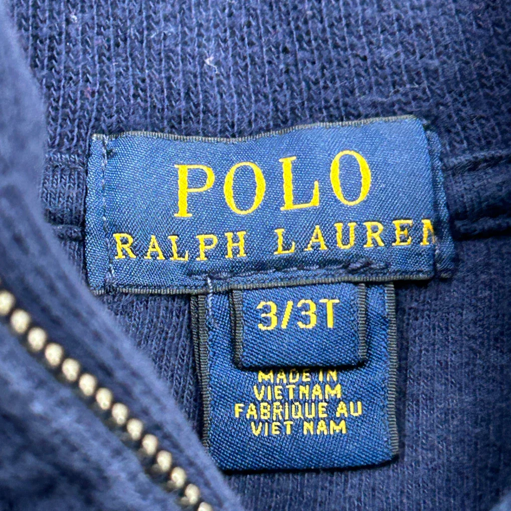Age 2 Polo By Ralph Lauren 1/4 Zip - XS Navy Cotton - Image 3