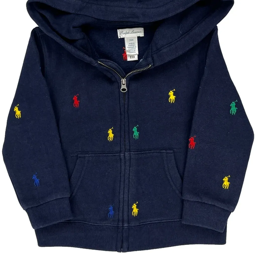 Age 2 Ralph Lauren Hoodie - 2XS Navy Cotton - Image 4