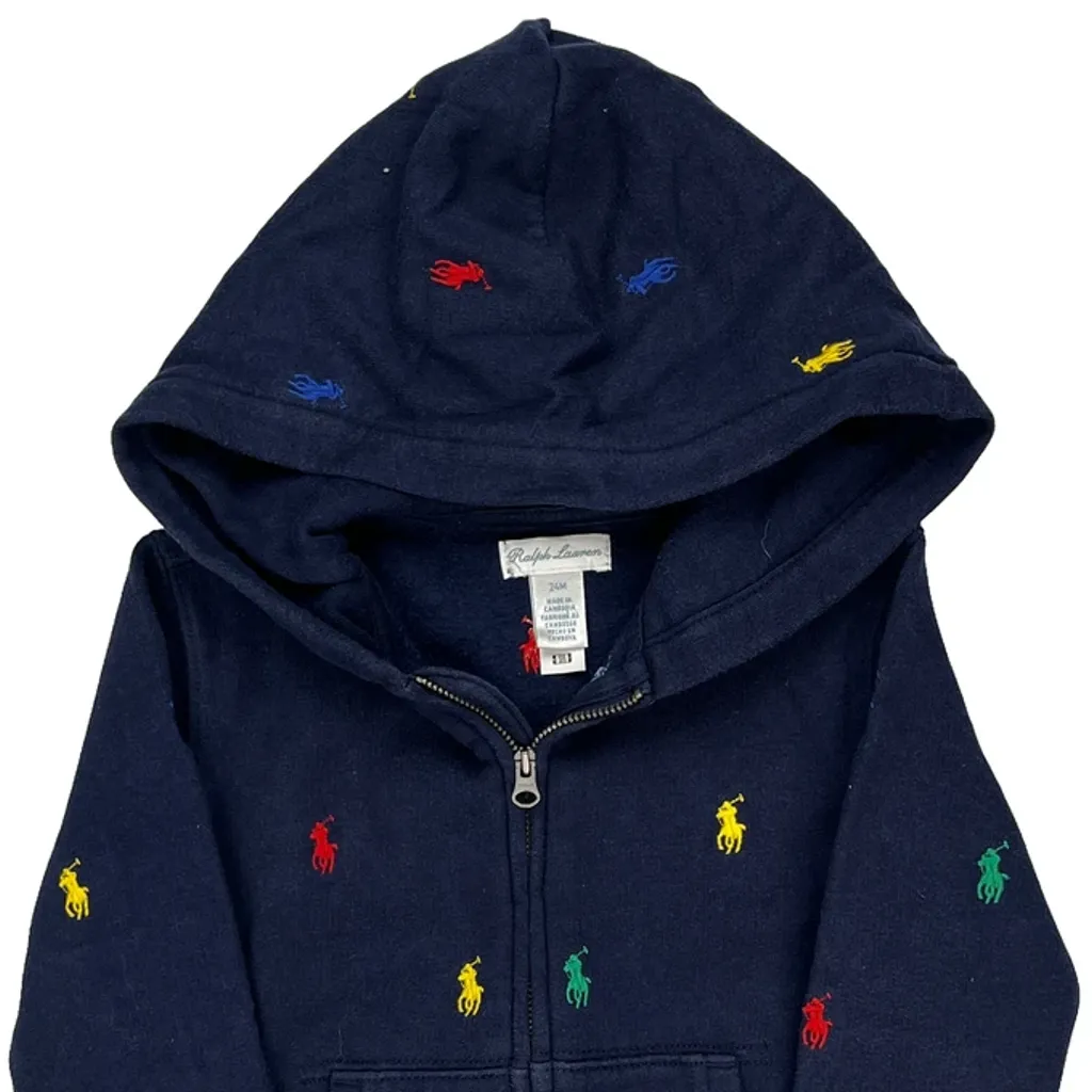 Age 2 Ralph Lauren Hoodie - 2XS Navy Cotton - Image 5
