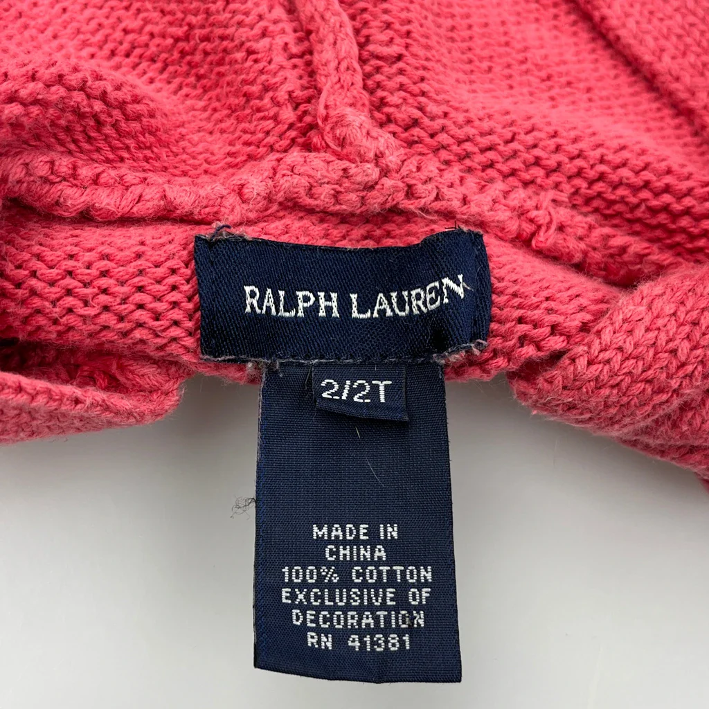 Age 2 Ralph Lauren Hoodie - 2XS Pink Cotton - Image 3