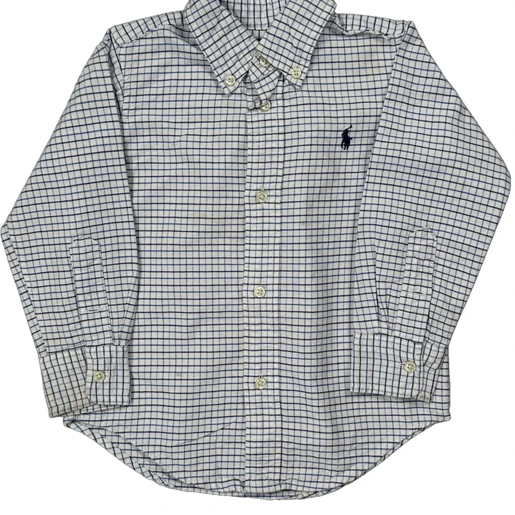 Age 2 Ralph Lauren Checked Shirt - XS White Cotton - Image 4