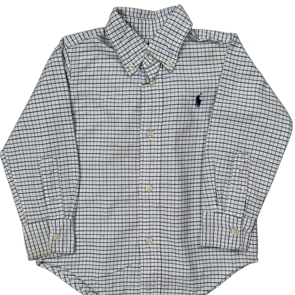 Age 2 Ralph Lauren Checked Shirt - XS White Cotton - Image 5