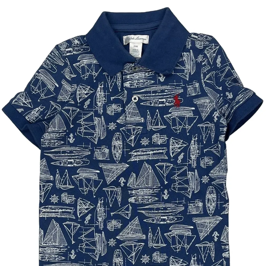 Age 2 Ralph Lauren Nautical Print Sweater - 2XS Blue Cotton - Image 4