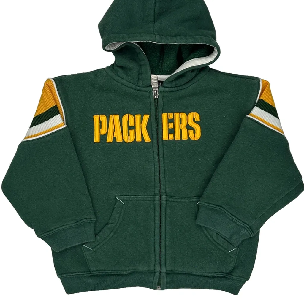 Age 2 Reebok Packers Hoodie - 2XS Green Cotton - Image 4