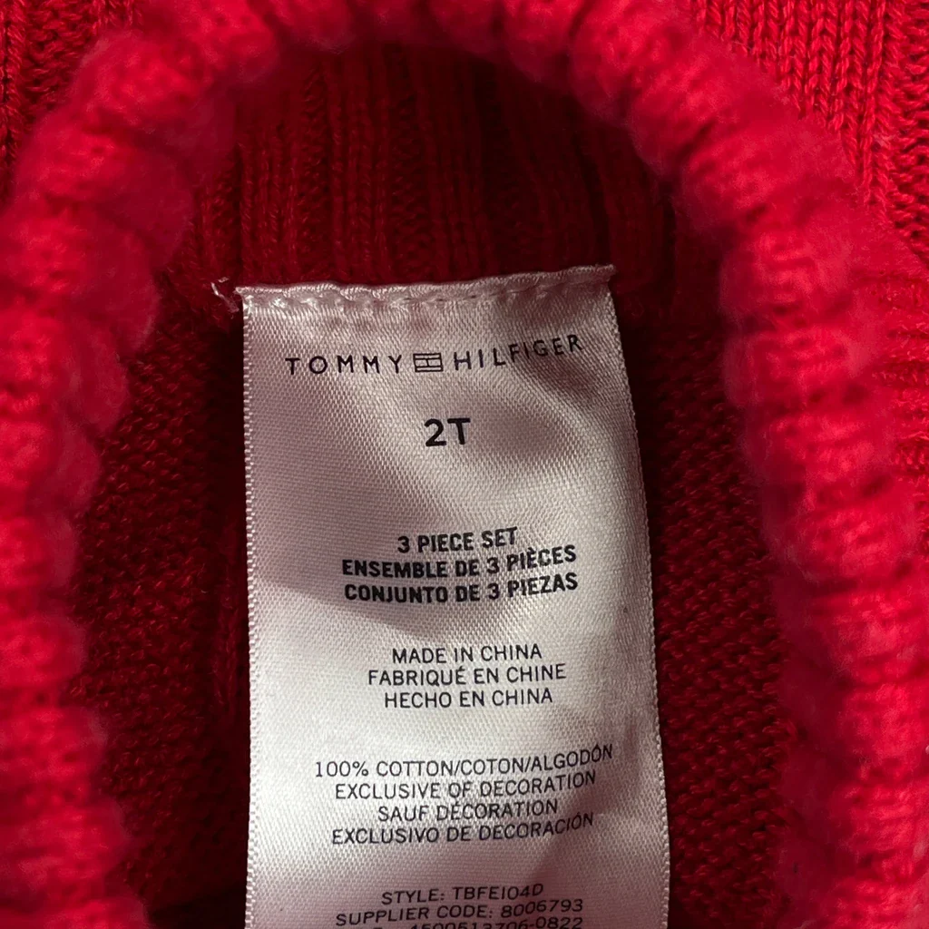 Age 2 Tommy Hilfiger 1/4 Zip - XS Red Cotton - Image 3