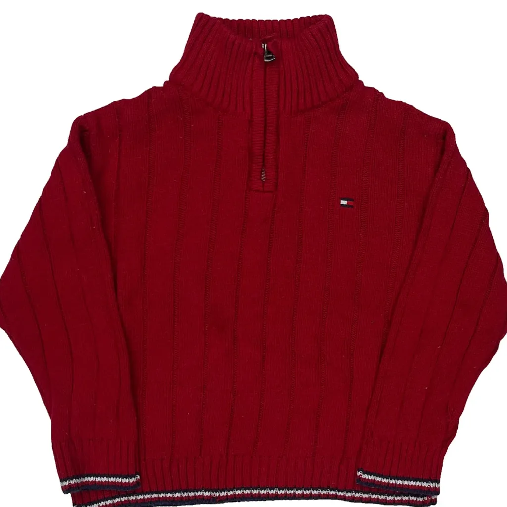 Age 2 Tommy Hilfiger 1/4 Zip - XS Red Cotton - Image 4