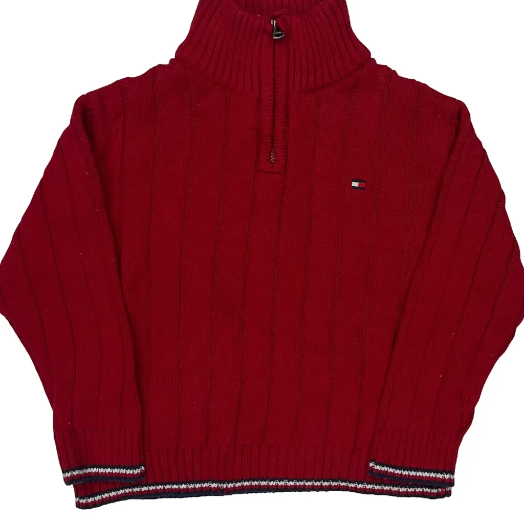 Age 2 Tommy Hilfiger 1/4 Zip - XS Red Cotton - Image 5