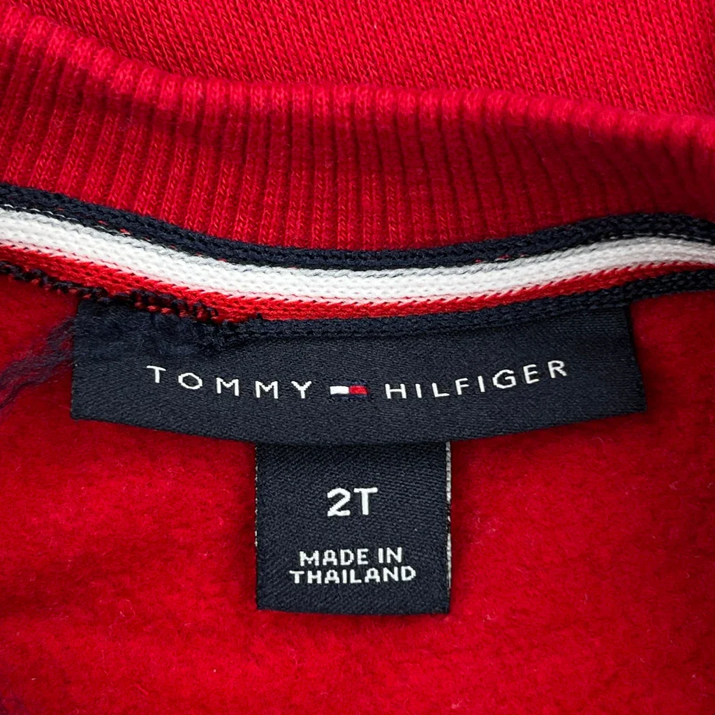 Age 2 Tommy Hilfiger Spellout Sweatshirt - 2XS Red Cotton - Image 3
