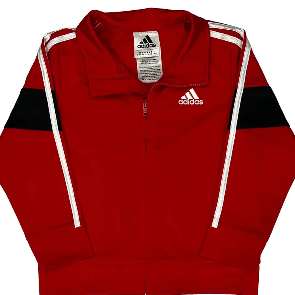 Age 24 Months Adidas Striped Track Jacket - 2XS Red Polyester - Image 4