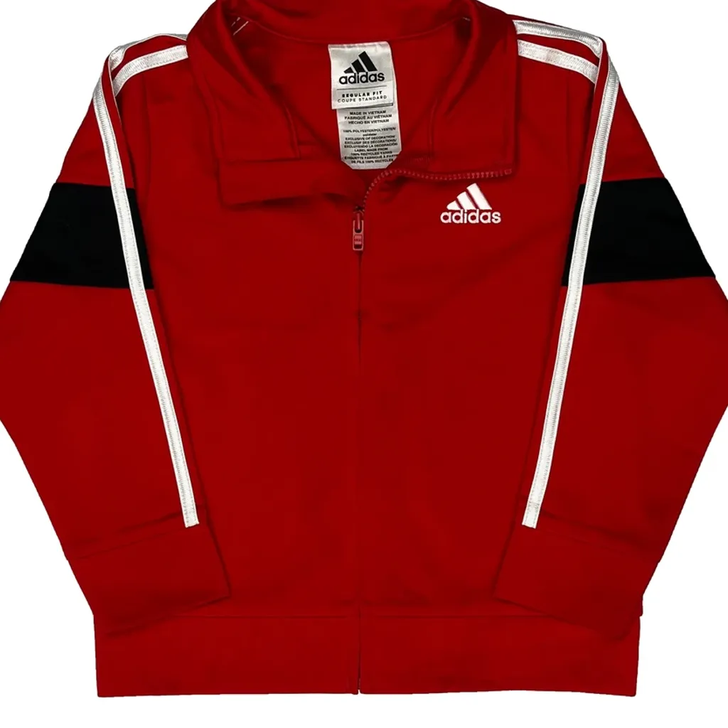 Age 24 Months Adidas Striped Track Jacket - 2XS Red Polyester - Image 5