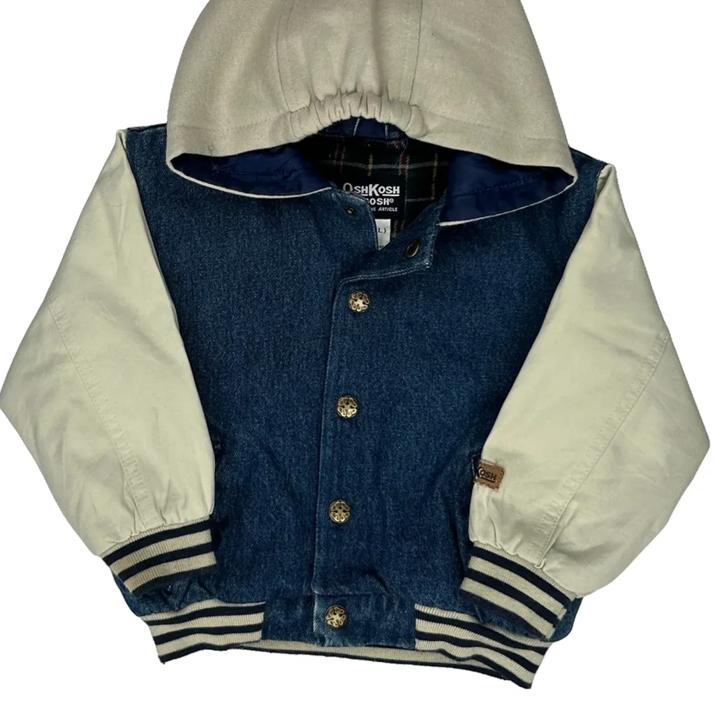 Age 24 Months Oshkosh Varsity Jacket - Large Cream Cotton - Image 5
