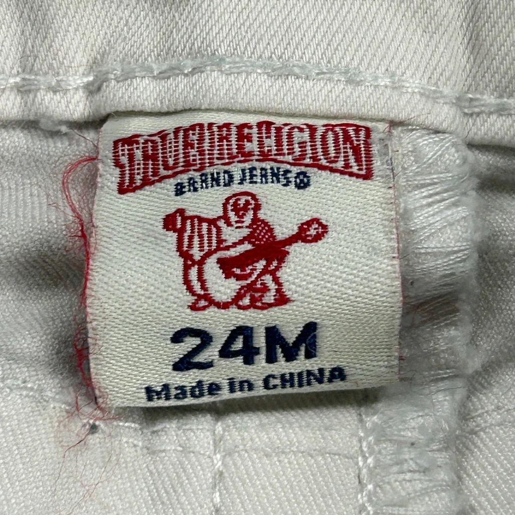 Age 24 Months True Religion Denim Shorts - 2XS White Cotton - Image 3