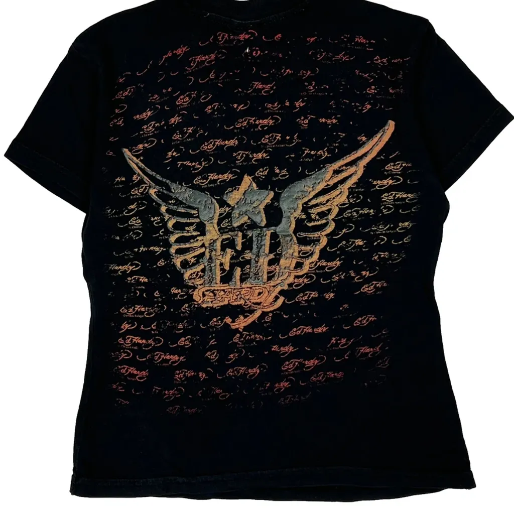 Age 3-4 Ed Hardy Graphic T-Shirt - XS Black Cotton - Image 7