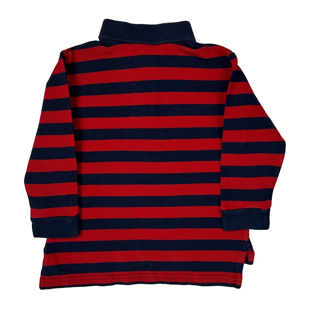 Age 3-4 Polo By Ralph Lauren Striped Polo Shirt - XS Red Cotton - Image 2
