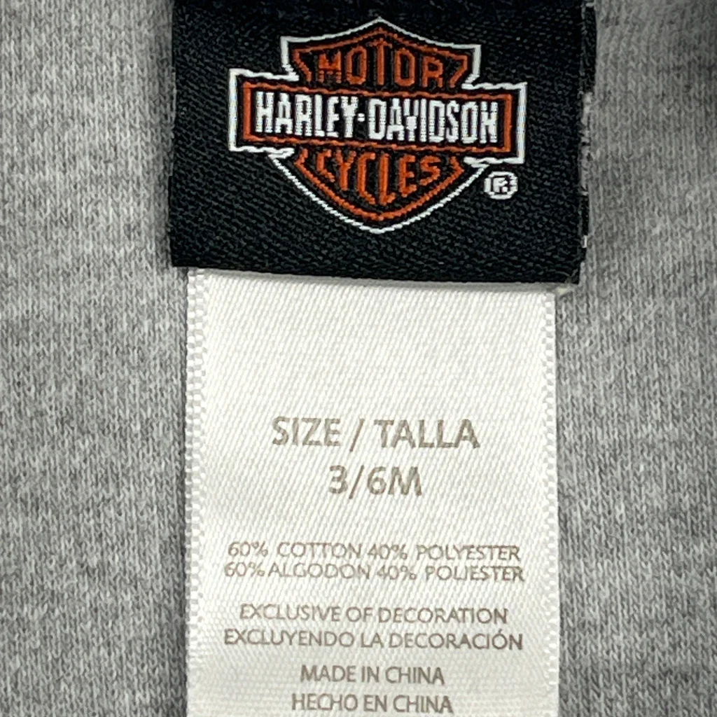 Age 3-6 Months Harley Davidson Graphic T-Shirt - 3XS Gray Cotton Blend - Image 3