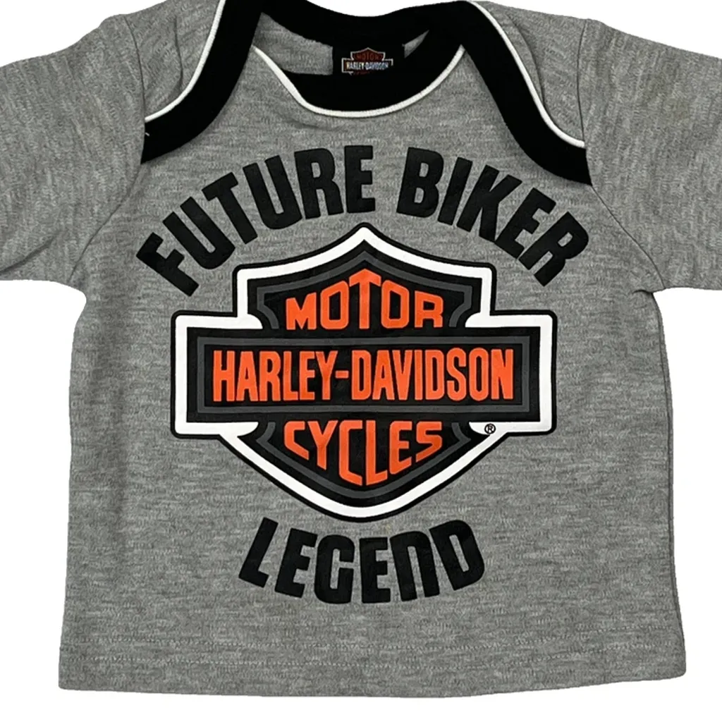 Age 3-6 Months Harley Davidson Graphic T-Shirt - 3XS Gray Cotton Blend - Image 4
