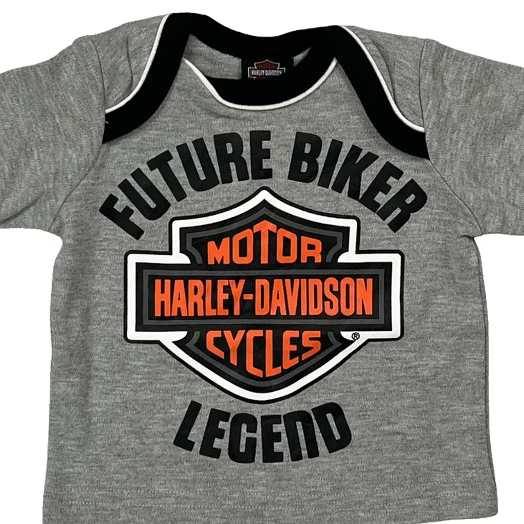 Age 3-6 Months Harley Davidson Graphic T-Shirt - 3XS Gray Cotton Blend - Image 5