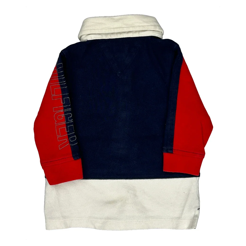 Age 3-6 Months Tommy Hilfiger Spellout Rugby Shirt - 2XS Navy Cotton - Image 2