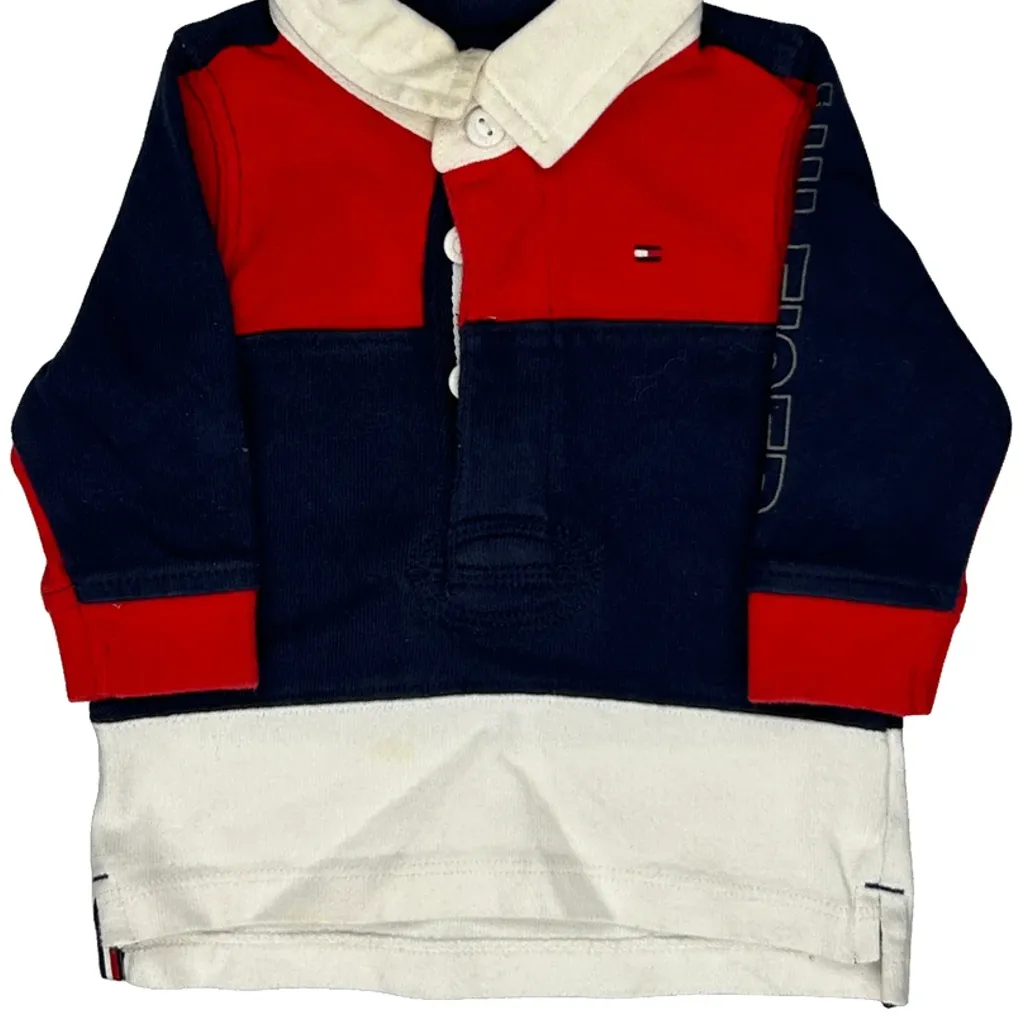 Age 3-6 Months Tommy Hilfiger Spellout Rugby Shirt - 2XS Navy Cotton - Image 4