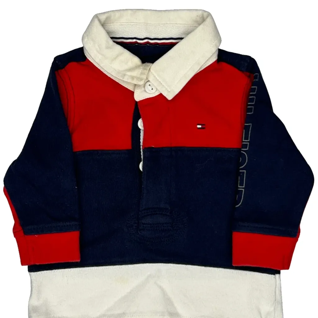 Age 3-6 Months Tommy Hilfiger Spellout Rugby Shirt - 2XS Navy Cotton - Image 5