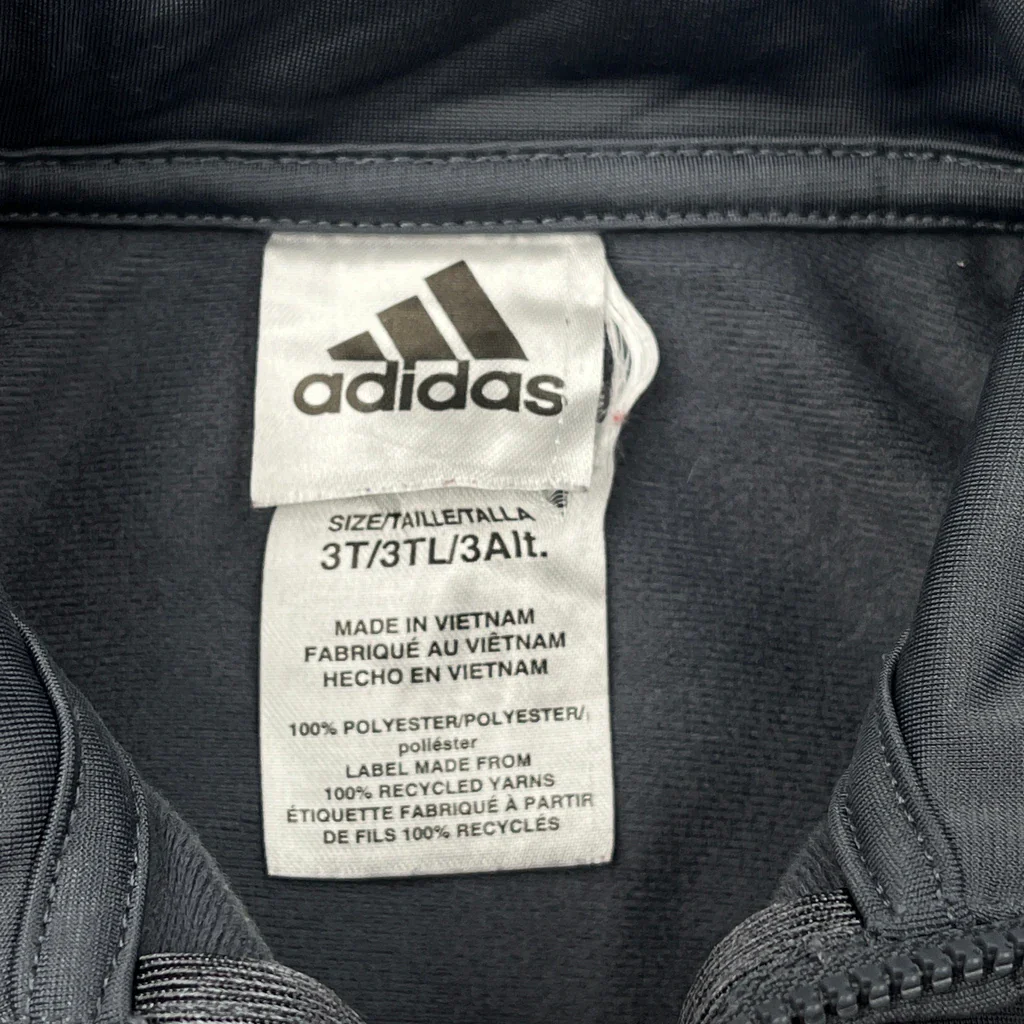 Age 3 Adidas Spellout Track Jacket - XS Grey Polyester - Image 3