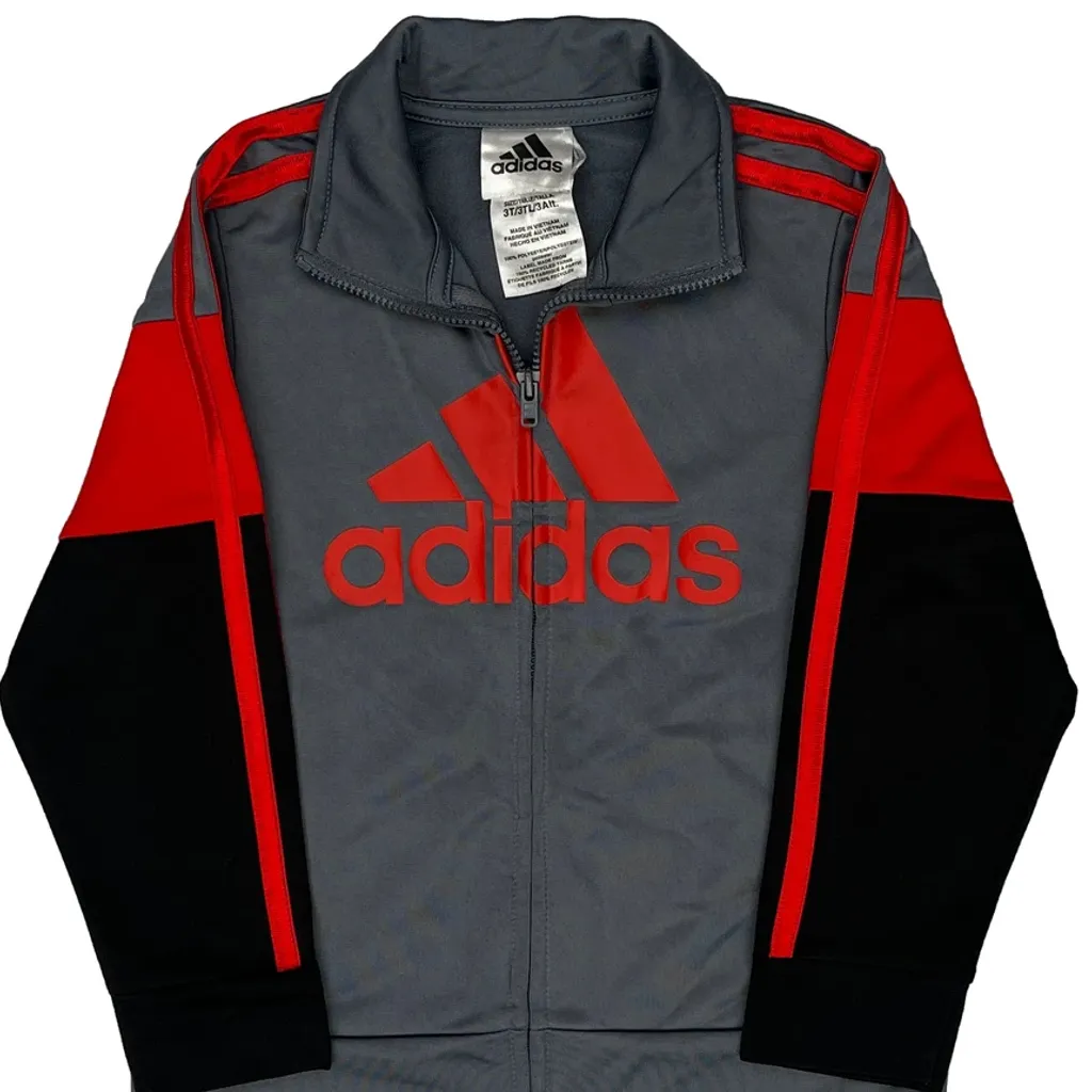 Age 3 Adidas Spellout Track Jacket - XS Grey Polyester - Image 5
